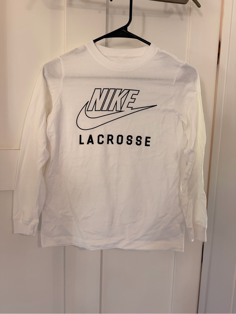 Nike White Long-Sleeve Lacrosse Tee for Kids